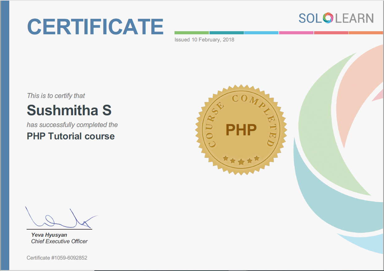 PHP certificate